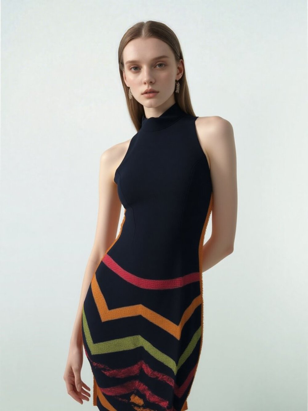 Cache Colorful Chevron Patterned Dress